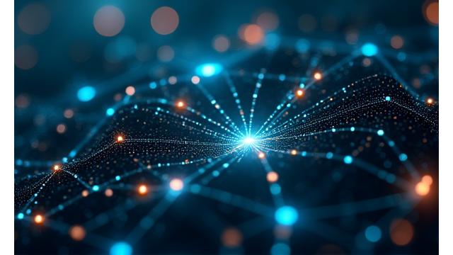 Abstract visualization of interconnected AI nodes processing festival data, representing machine learning algorithms and predictive analytics.