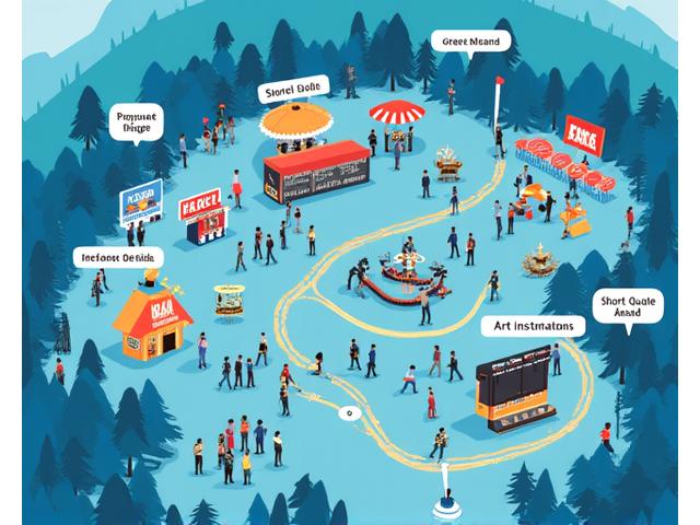 Visual representation of an optimized attendee journey map on a digital interface, highlighting personalized recommendations and smooth crowd flow.