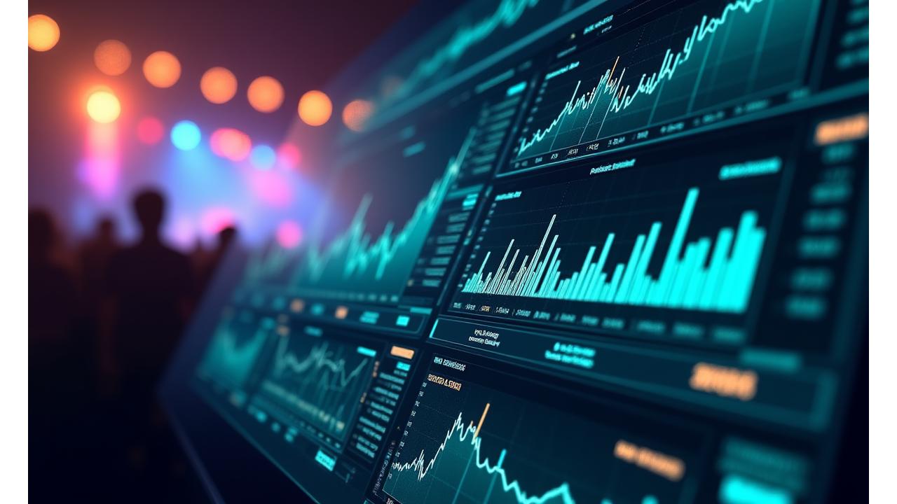 Interactive data dashboard displaying real-time festival analytics, attendee movement, and AI-driven predictions for capacity and engagement.