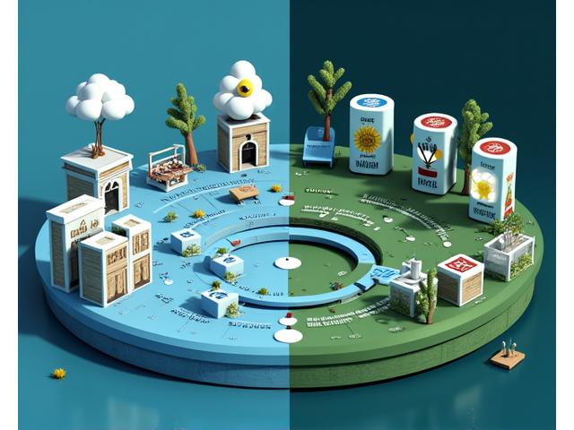 A stylized graphic illustrating a closed-loop water purification system for events and an innovative waste sorting station with clear bins for organics, recyclables, and proper disposal.